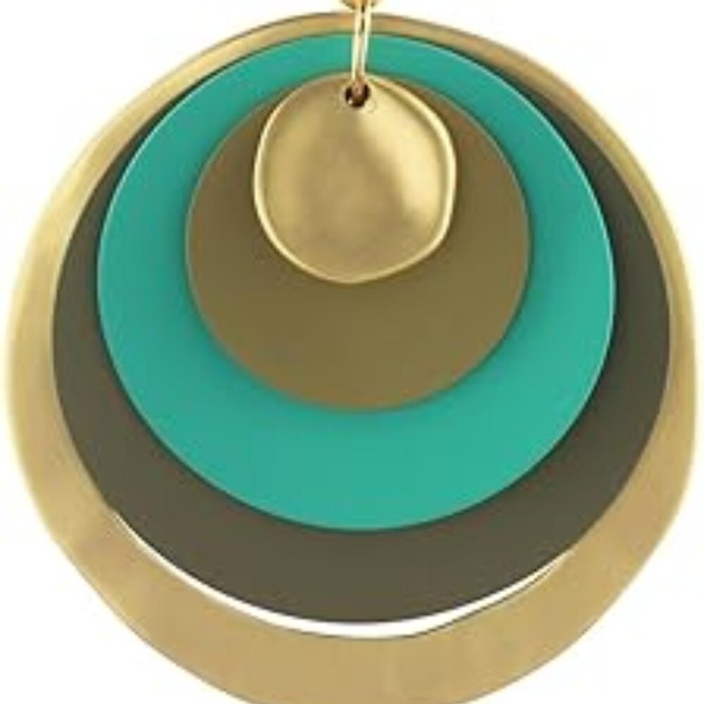 Boho Necklace‎ for Women with Leather 16" Chain Chunky Circle Hippie